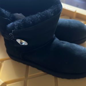GLAM Black Uggs with rinestone on the side and UGG rinestone back